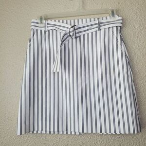 ANN TAYLOR  Striped Buckle Belted Lined Pencil‎ Skirt Size 8p  Petite Womens